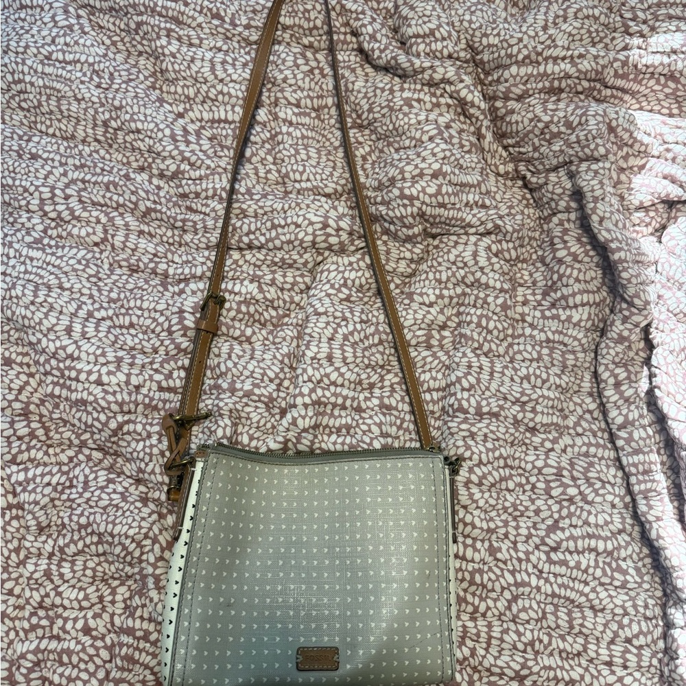 Fossil Gray and Brown Crossbody Bag
